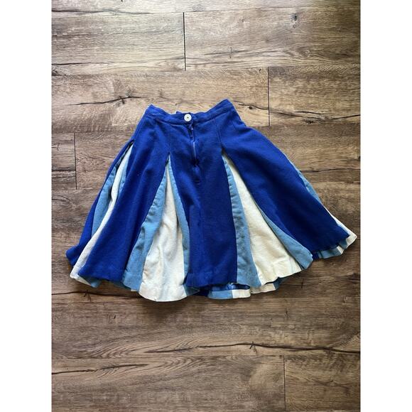 Vintage Skirt SIZE XXS Navy Blue White Wool Cheer School 1960's - Picture 2 of 4